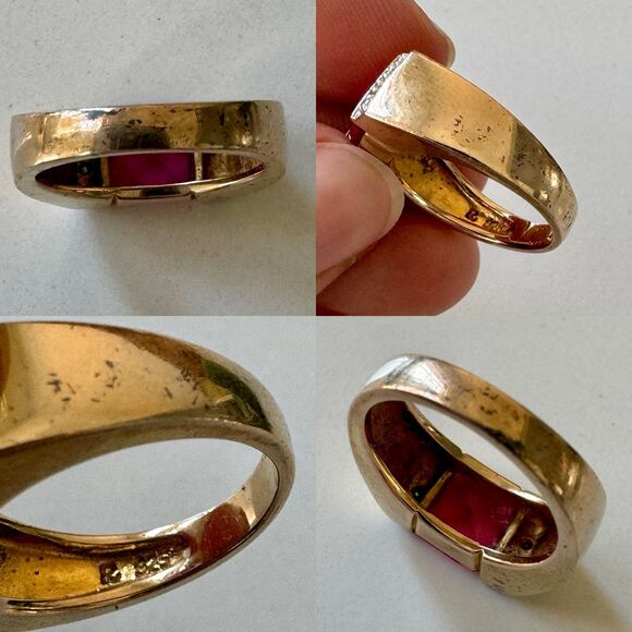 Vintage Gold Ring with Pink Stone size 5.5 - Picture 4 of 8